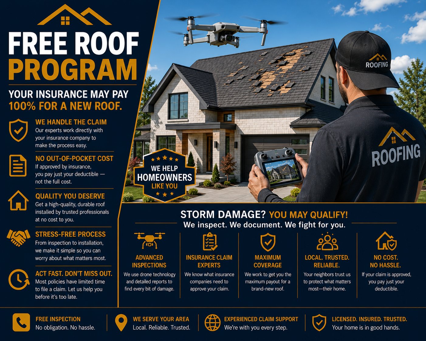FREE ROOF Program Duarte insurance claim assistance